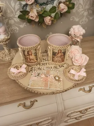 Pareja Frascos Metal Vintage Decorativos