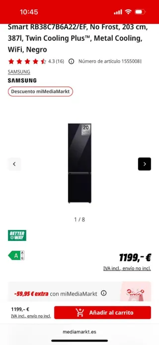 Nevera Samsung Smart RB38C7B6A22/EF