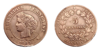 France 5 y 10 Centimes 1876 1883 1884 A Ceres