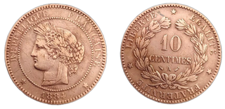 France 5 y 10 Centimes 1876 1883 1884 A Ceres