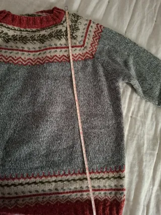 Jersey Fair Isle Gris y Rojo