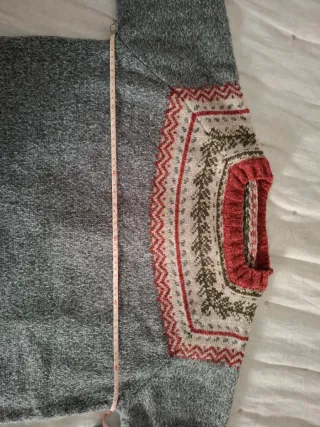 Jersey Fair Isle Gris y Rojo