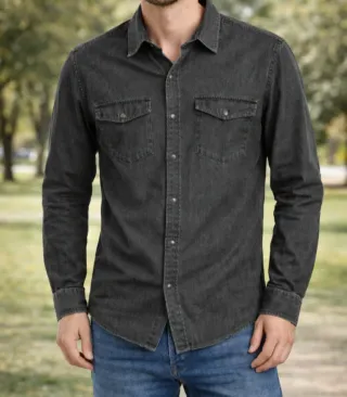 Camicia uomo Pull & Bear, tg XL, nera