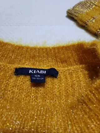 Conjunto niña jersey mostaza y vaqueros