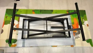 Mesa de salón elevable cristal y metal