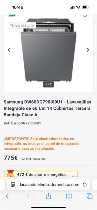 Lavavajillas Samsung Integrable DW60DG790100U1