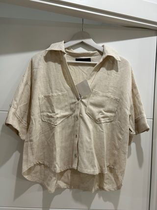 Camisa Zara Lino Beige