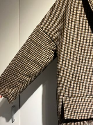 Chaqueta Zara Vintage cuadros beige y marrón