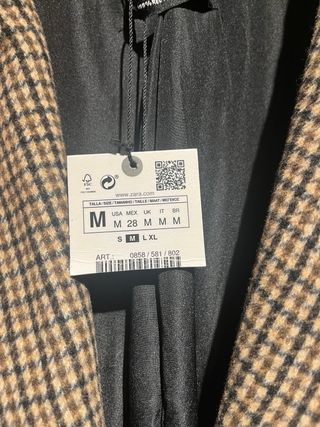 Chaqueta Zara Vintage cuadros beige y marrón