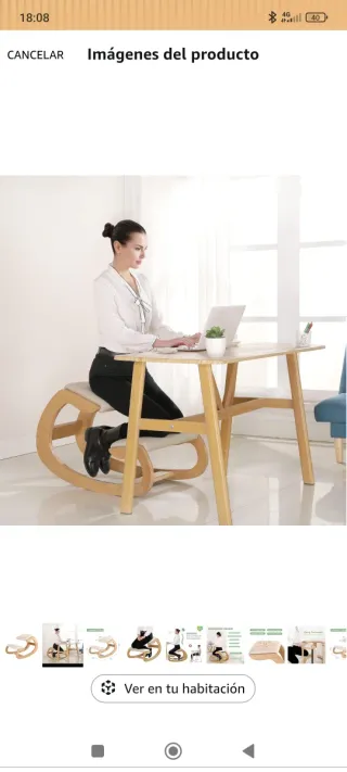 Silla ergonómica rodillas mecedora madera