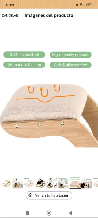 Silla ergonómica rodillas mecedora madera