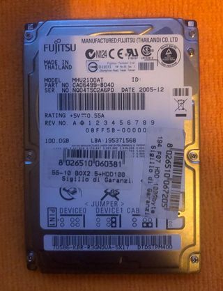 Hard disk Fujitsu 2,5 PATA 100GB MHU2100AT