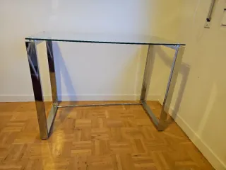 Mesa consola cristal y metal plateado