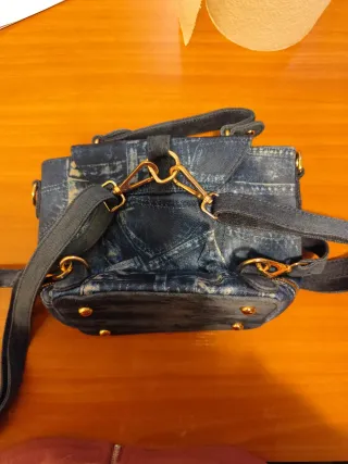 Bolso Mochila Jeans con Brillantes