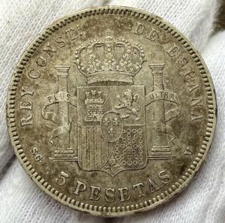 Moneda Plata 5 Pesetas 1898 *(18-98) Alfonso XIII