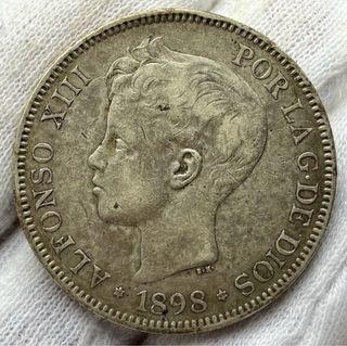 Moneda Plata 5 Pesetas 1898 *(18-98) Alfonso XIII