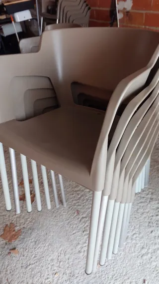 Set 6 sillas exterior beige/blanco