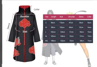 Capa Akatsuki Talla XL Negra y Roja