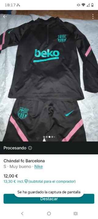 Chándal FC Barcelona Nike Negro Rosa Talla S