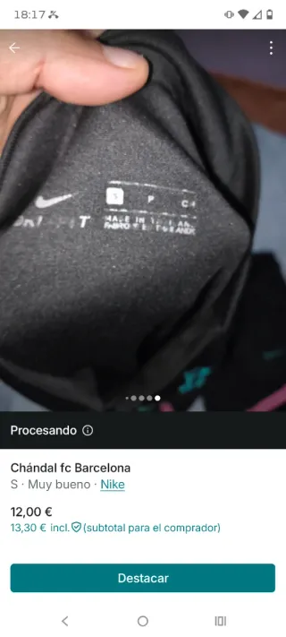 Chándal FC Barcelona Nike Negro Rosa Talla S