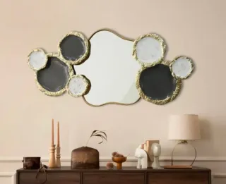 Espejo Decorativo Blanco Negro Dorado