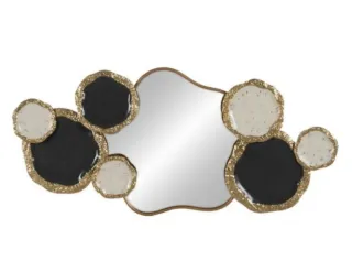 Espejo Decorativo Blanco Negro Dorado