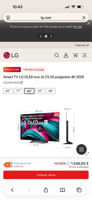 TV LG OLED 65 4K IA