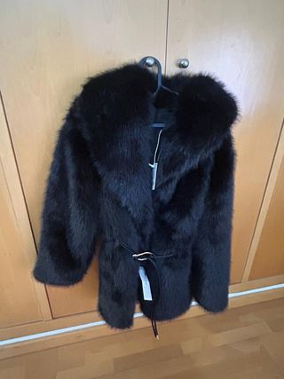 Chaquetón de pelo negro mujer talla S