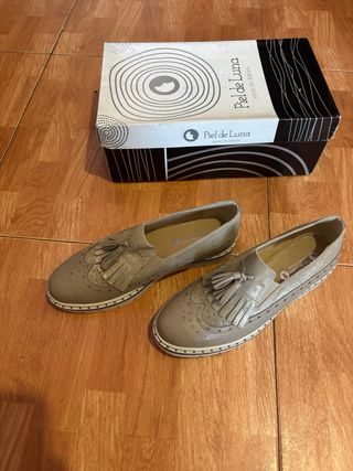 Mocasines Piel de Luna Beige