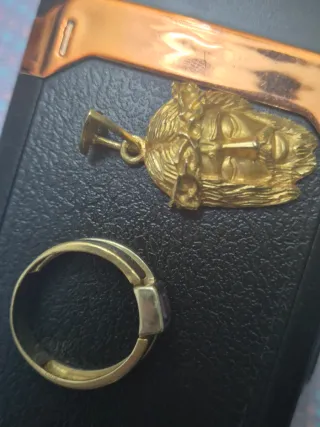 Conjunto Oro 18k Colgante y Anillo 14.10g