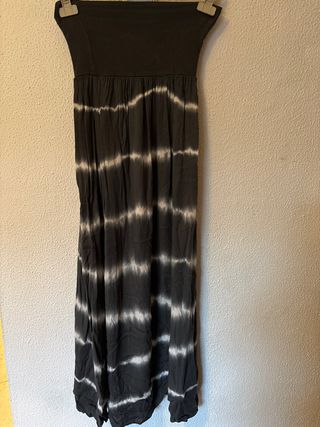 Falda larga hippie gris y blanca