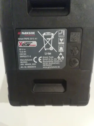 2 Baterías Parkside 20V 12Ah Smart Performance