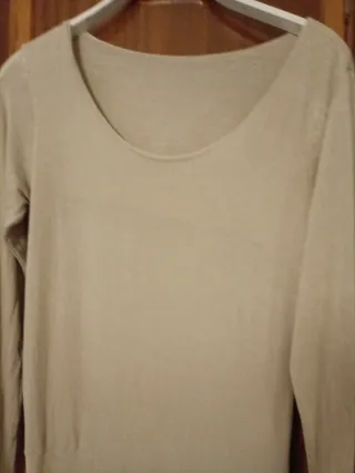 Vestido beige manga larga fino