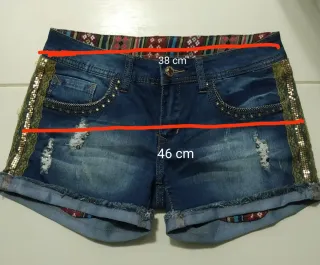 Shorts vaqueros mujer con detalles dorados