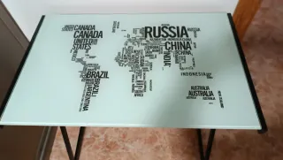 Mesa escritorio cristal diseño mapa mundial