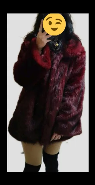 Abrigo Piel Burdeos Talla XS Nuevo