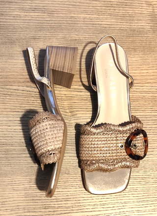 Sandalias Maripaz Verano Tacón Beige Dorado