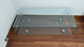 Mesa de centro cristal y metal