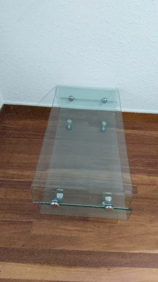 Mesa de centro cristal y metal