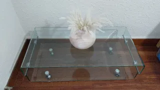 Mesa de centro cristal y metal