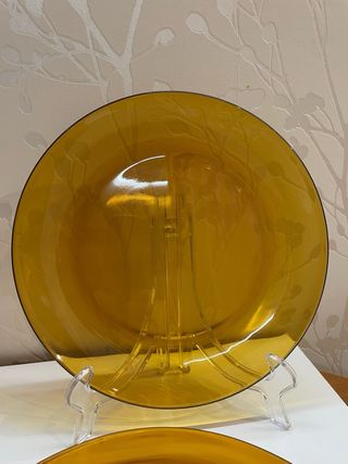 6 Platos Llanos Duralex Ámbar Vintage