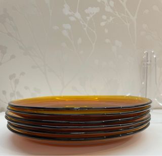 6 Platos Llanos Duralex Ámbar Vintage