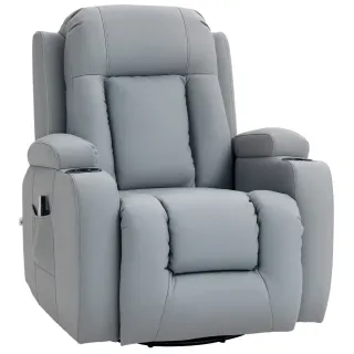 Sillón Reclinable Masaje 8 Puntos Cuero Sintético