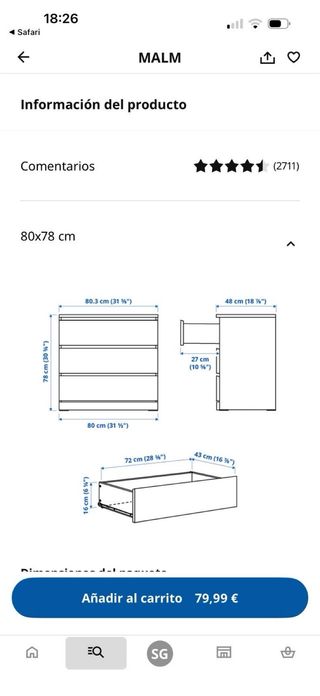 Cómoda Ikea Malm Blanca