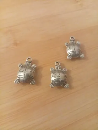 Lote 3 Abalorios Zamak Tortuga Baño Plata