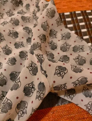 Blusa blanca con estampado de búhos