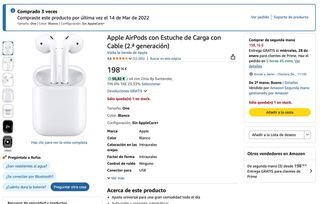 airpods con estuche de carga con cable 2ª gen.