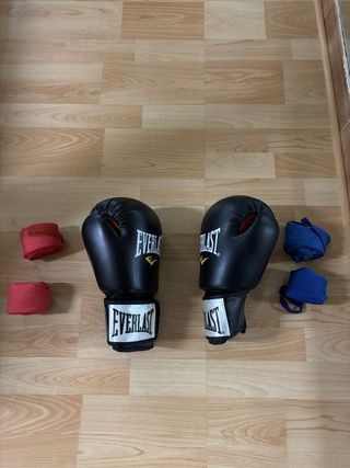 Guantes Boxeo Everlast 8oz Talla 2 + Vendas