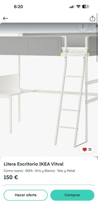 Litera Ikea Gris y Blanca