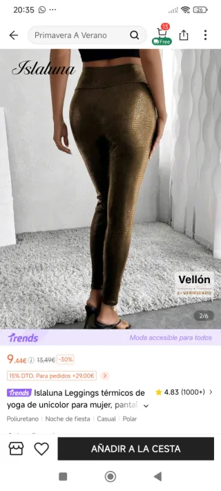 Leggings térmicos dorados talla XL